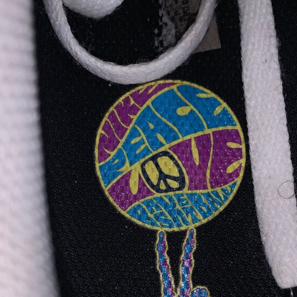 Nike Bright Yellow and Black peace love Air Force 1 Sneakers size 7y - Picture 3 of 8